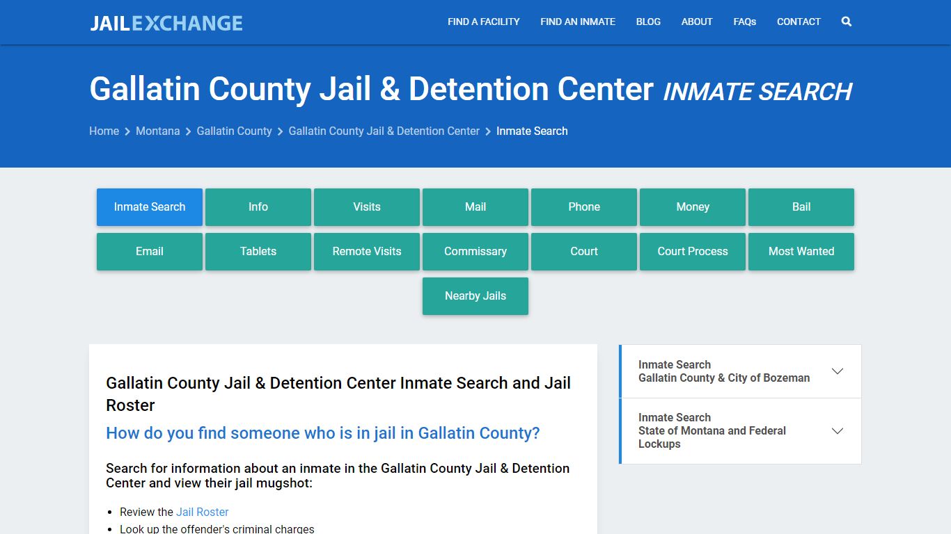 Gallatin County Jail & Detention Center Inmate Search